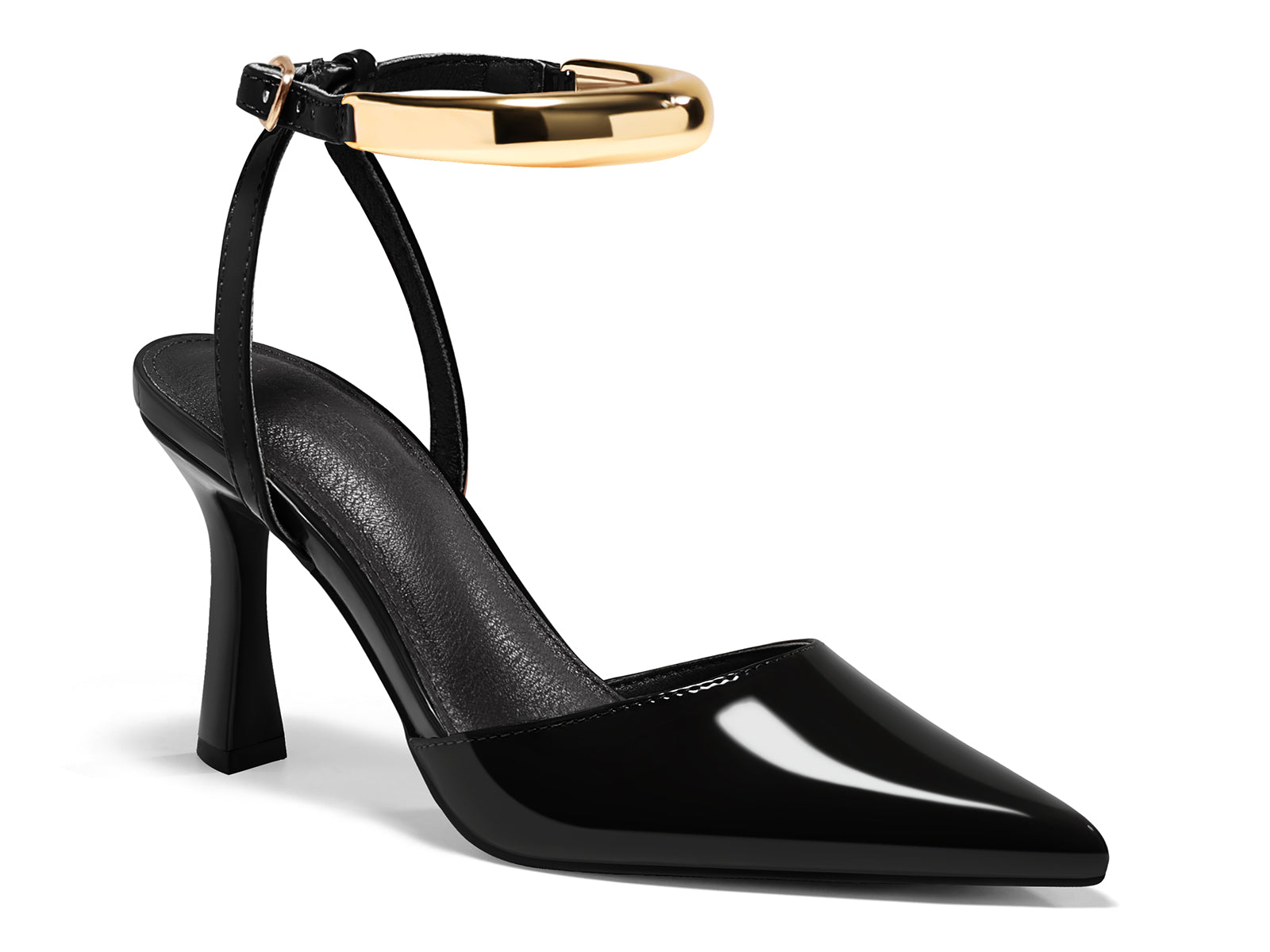 Coutgo Womens Black Strappy High Heels