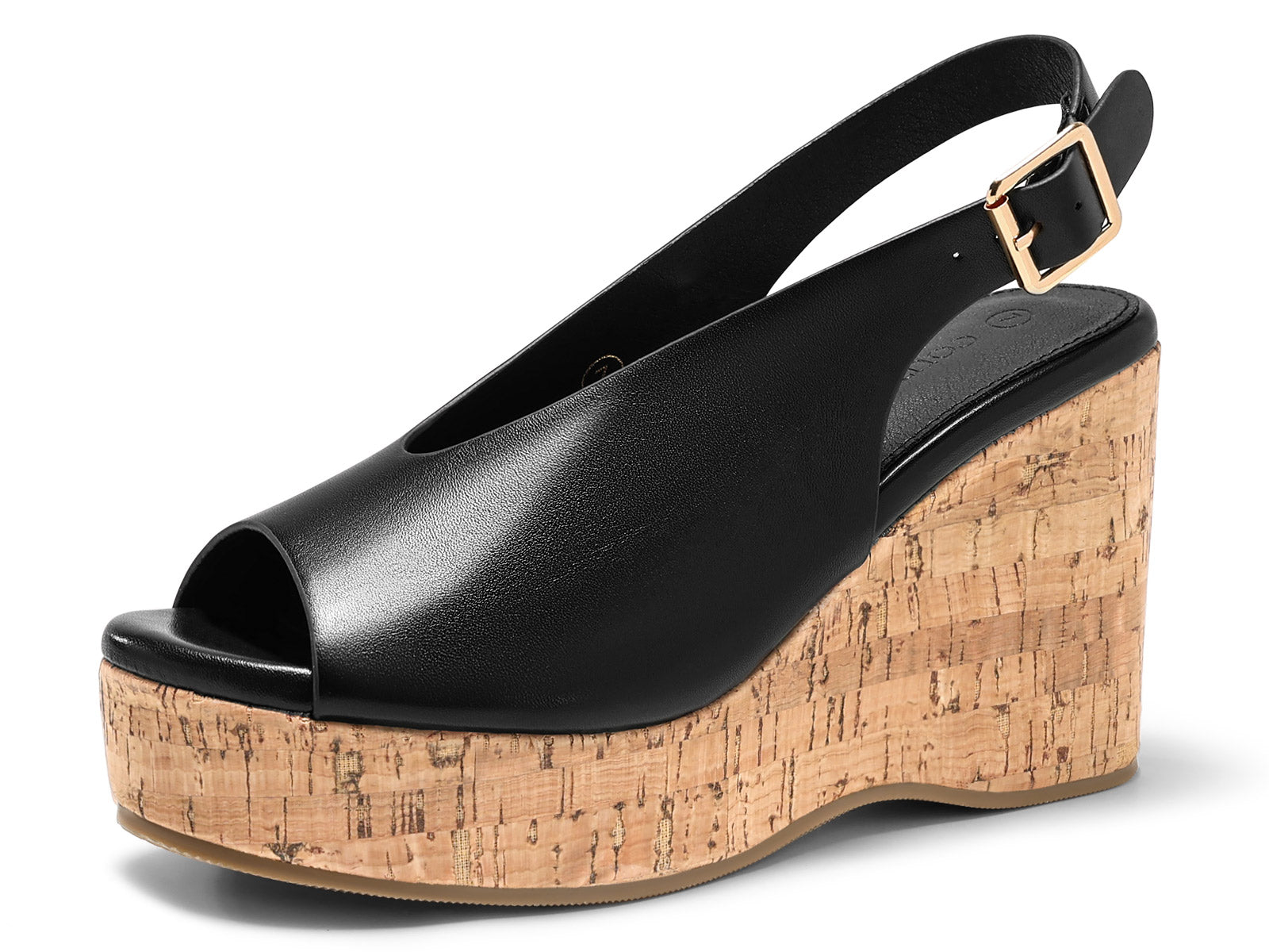 Coutgo Womens Black Platform Wedge Sandals