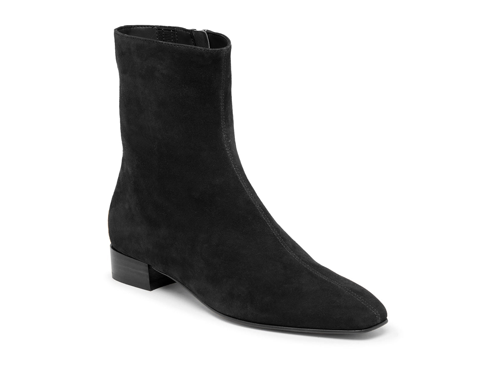 Coutgo Suede Black Chunky Heel Ankle Boots