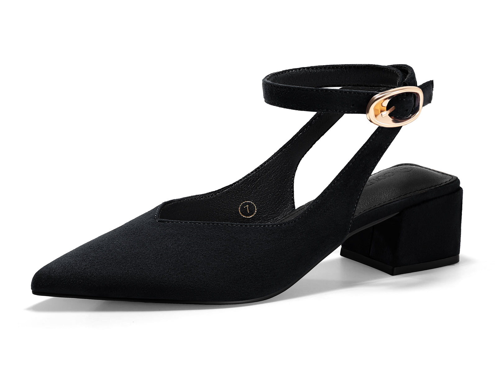 Coutgo Womens Black Suede Low Heel Pumps