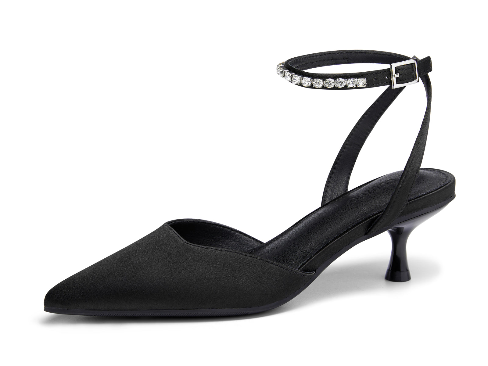 Coutgo Womens Black Low Kitten Heels