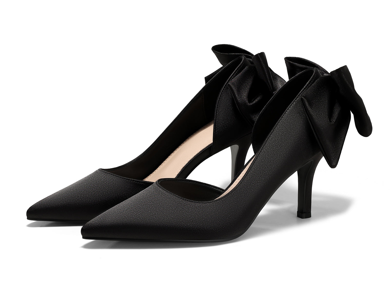 Coutgo Womens Black Bow Stiletto High Heels
