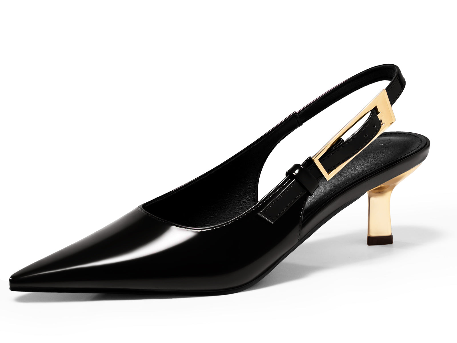 Coutgo Womens Black Slingback Kitten Heels