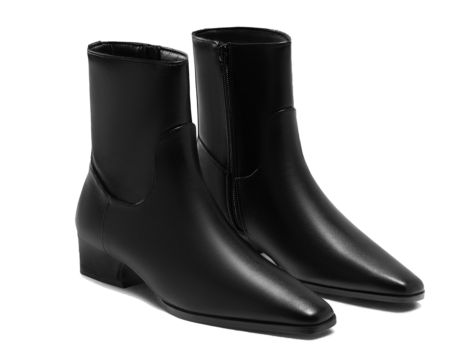 Coutgo Womens Black Low Heel Ankle Boots