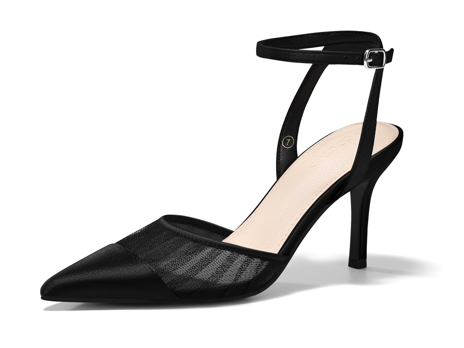 Coutgo Womens Black Mesh High Heels