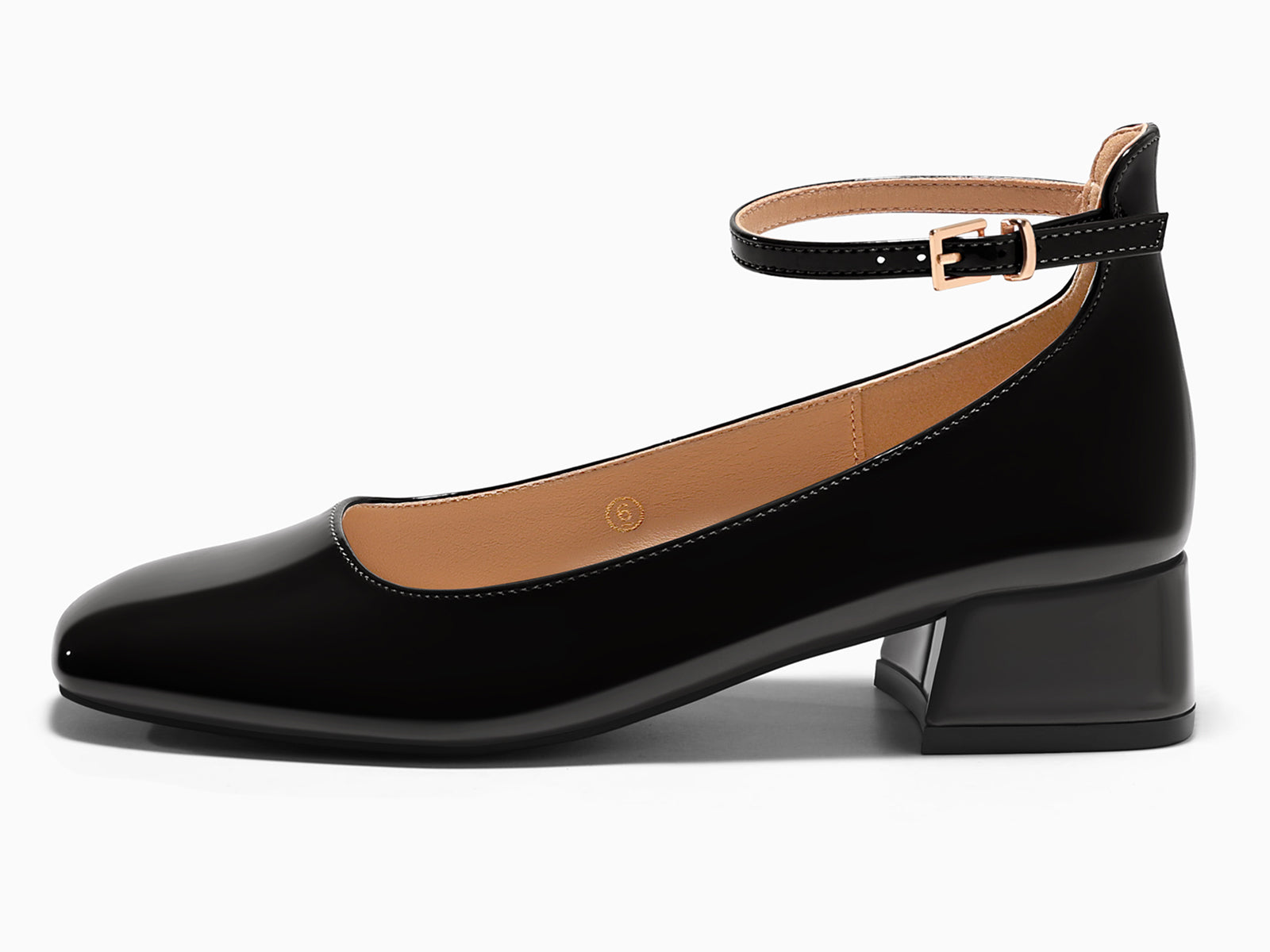 Coutgo Womens Black Chunky Low Heels