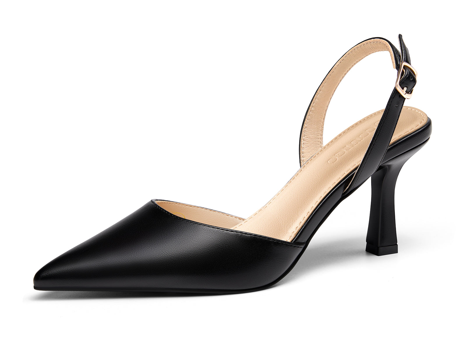 Coutgo Womens Cool Black Slingback Kitten Heels