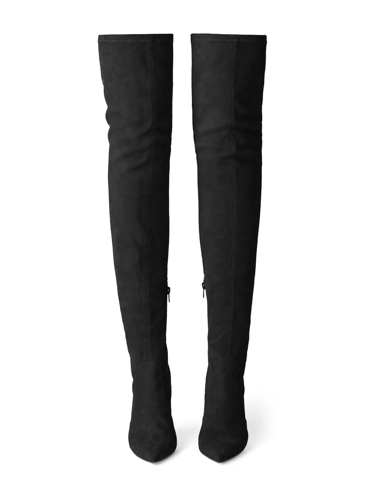 Coutgo Women Black Thigh High Heel Boots