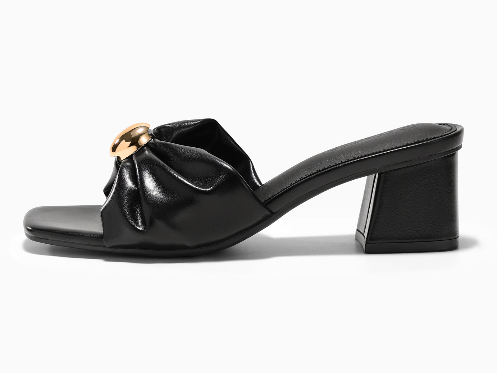 Coutgo Womens Black Low Heels Sandals