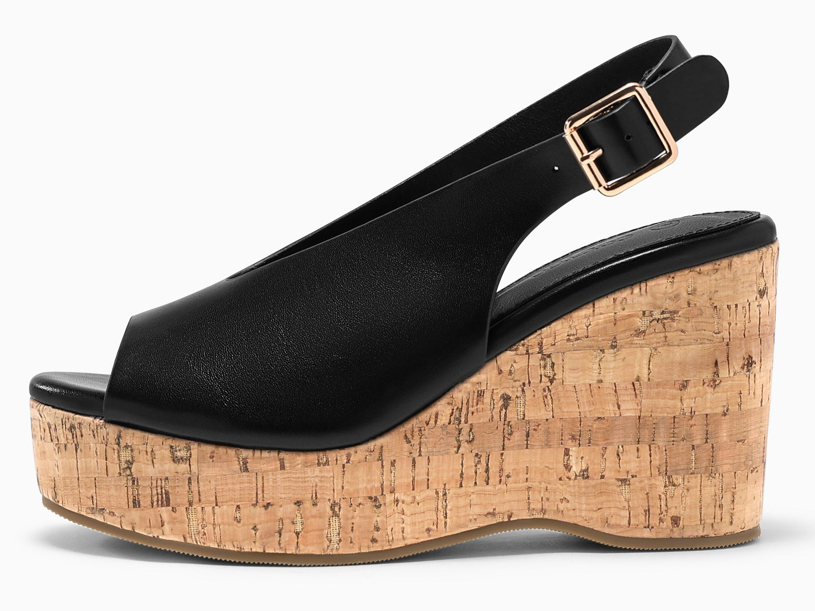 Coutgo Womens Black Platform Wedge Sandals