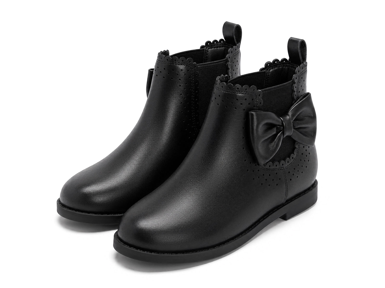 Coutgo Girl PU Black Bow Chelsea Ankle Boots