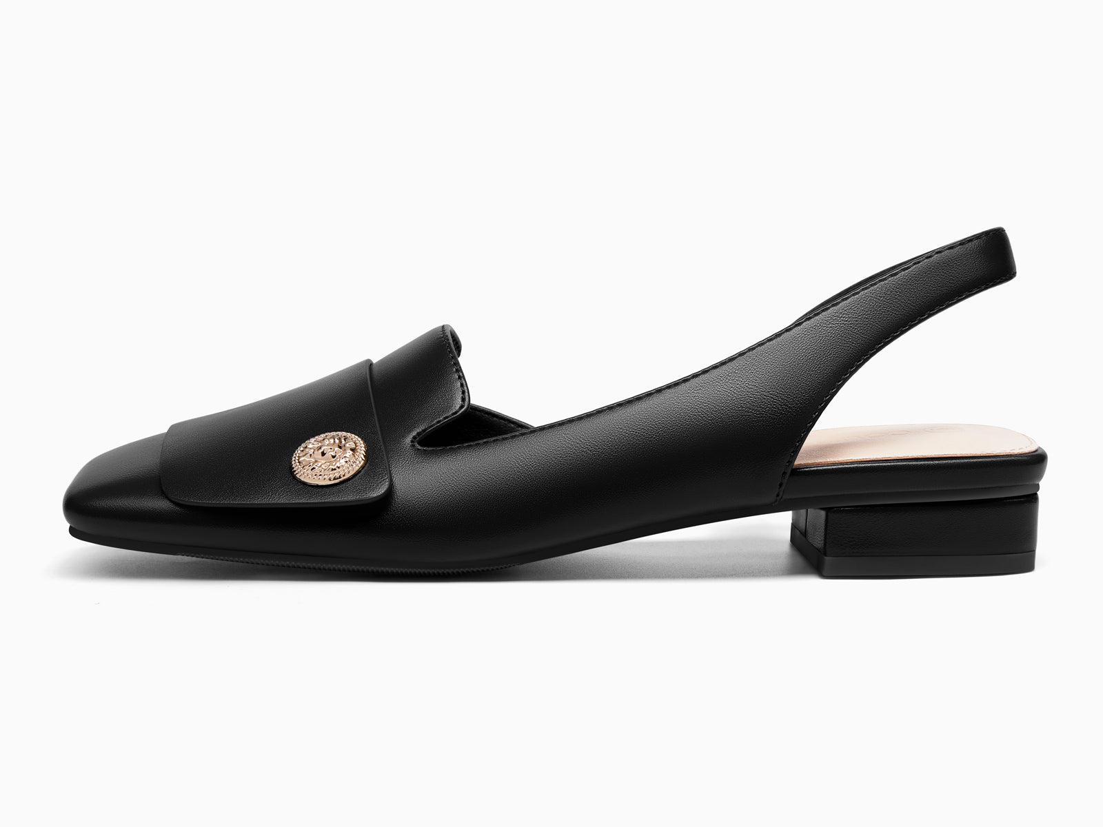 Coutgo Womens Black Chunky Low Heels