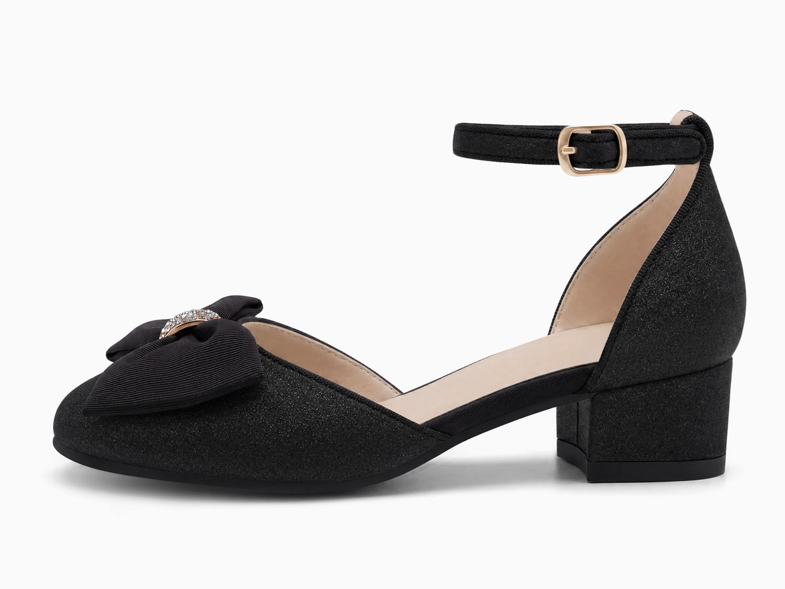 Coutgo Womens Black Slingback Chunky Low Heels