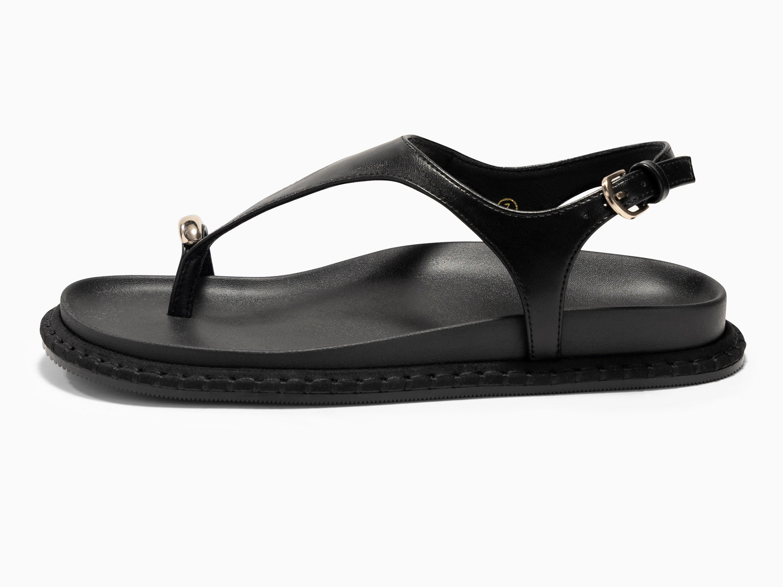 Coutgo Womens Black Flat Sandals