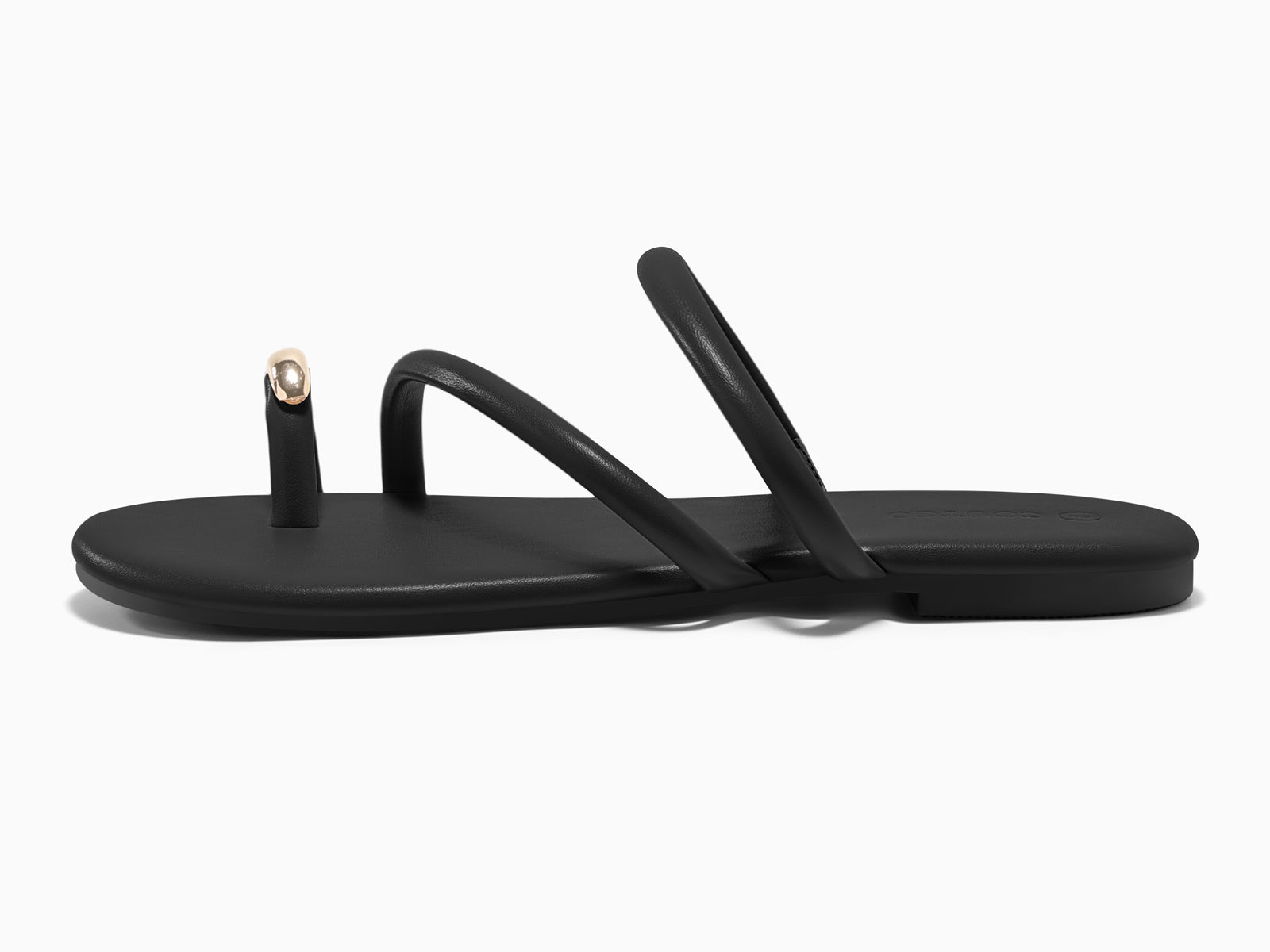 Coutgo Womens Black Strappy Flat Sandals