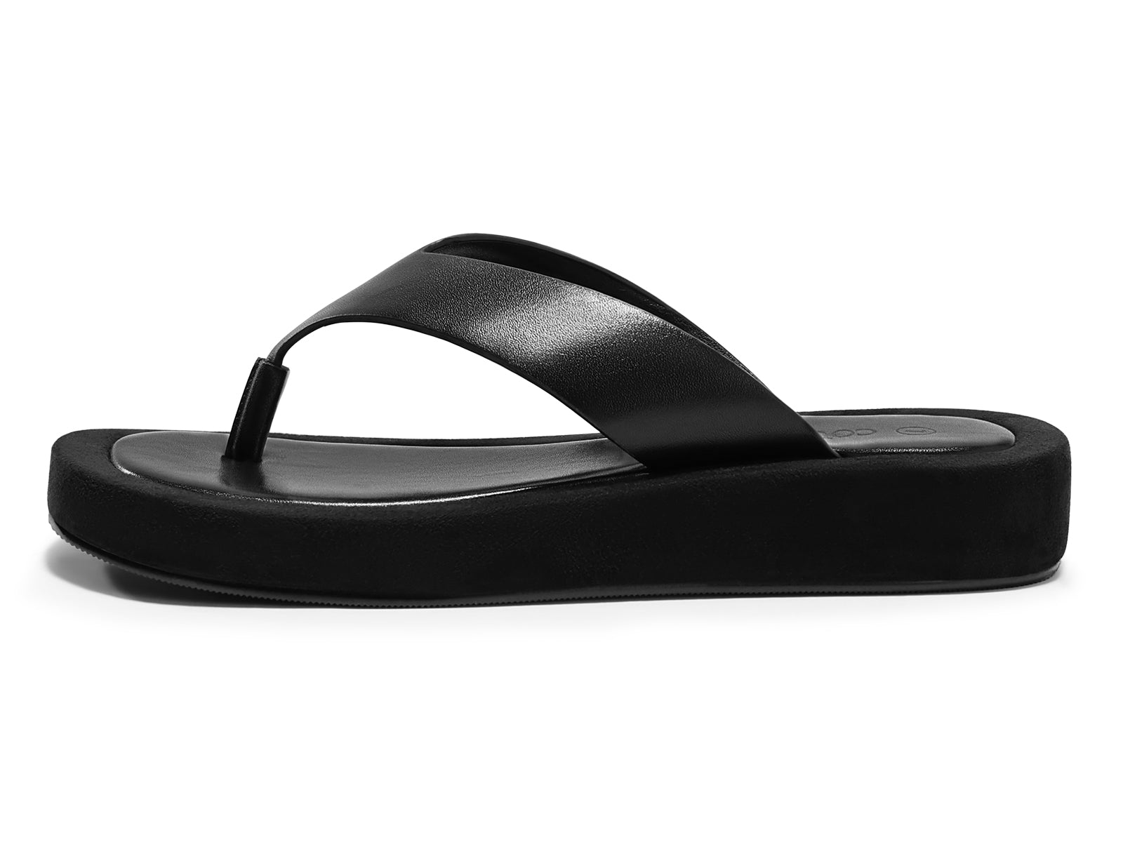 Coutgo Womens Black Platform Flip Flops Sandals