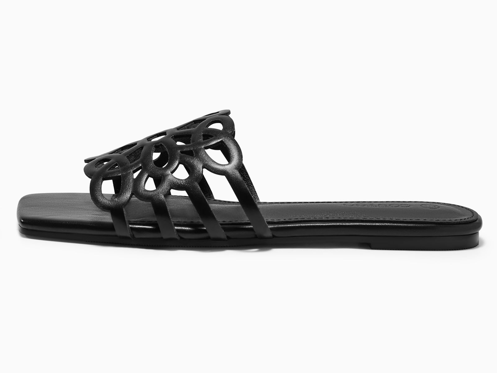 Coutgo Womens Black Flat Sandals