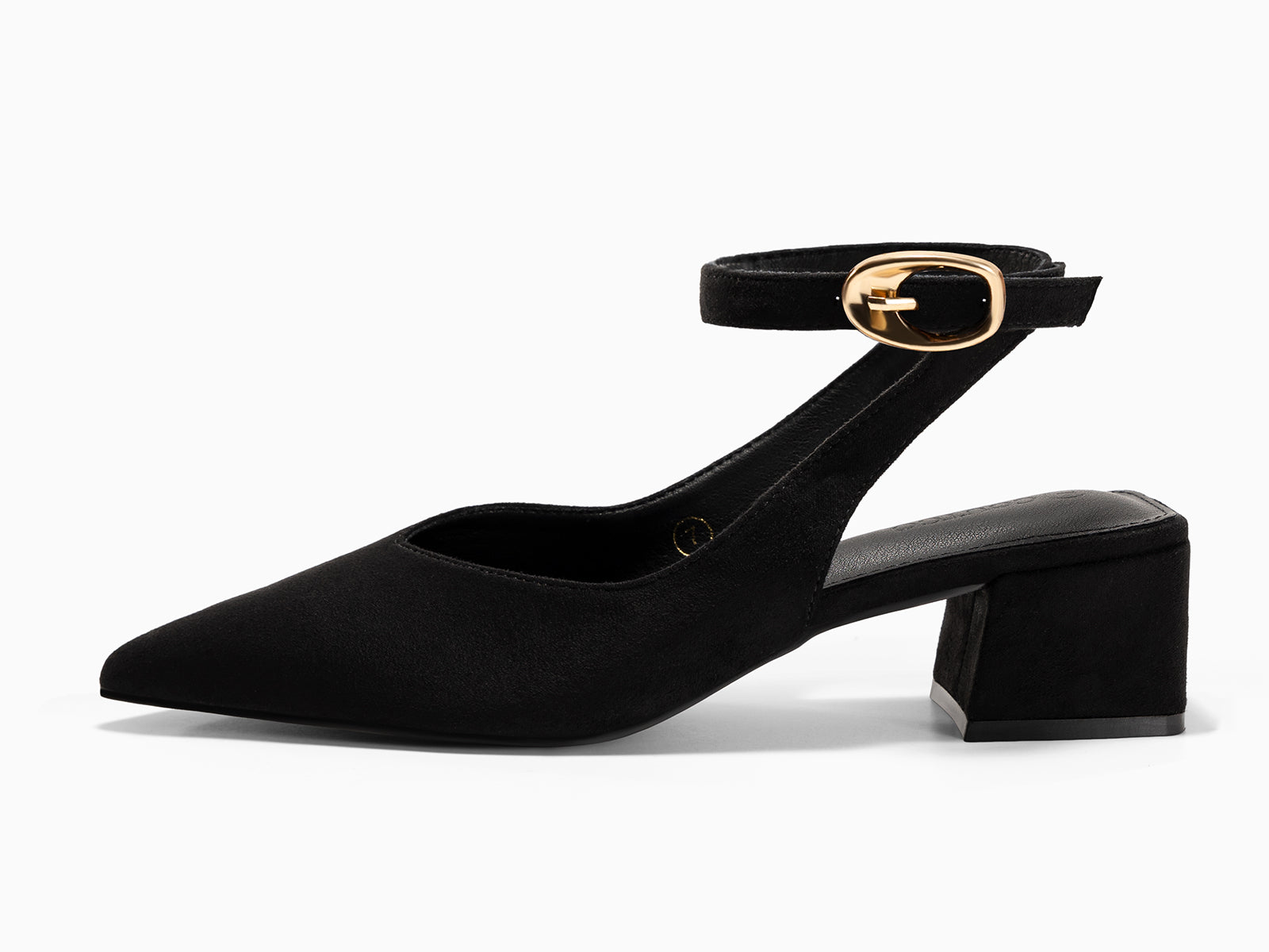 Coutgo Womens Black Suede Low Heel Pumps