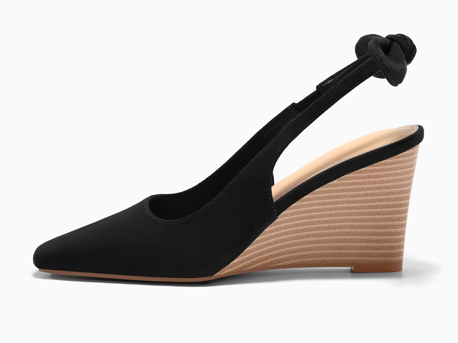 Coutgo Womens Black Suede Wedge Heels