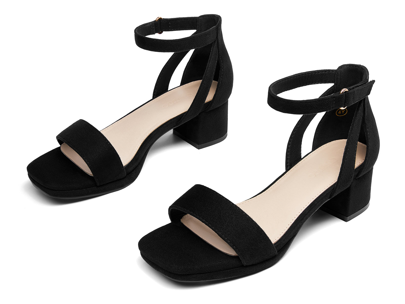 Coutgo Girls Dress Suede Black Platform Chunky Sandals
