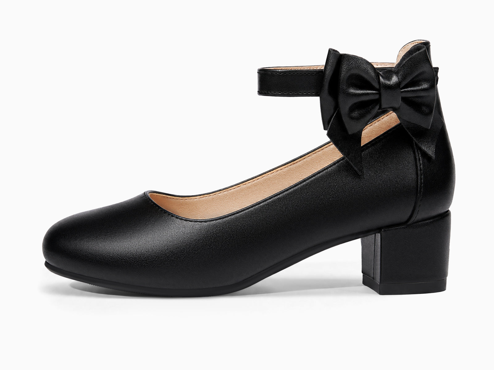 Coutgo Girls Black Dress Bow Chunky Heels