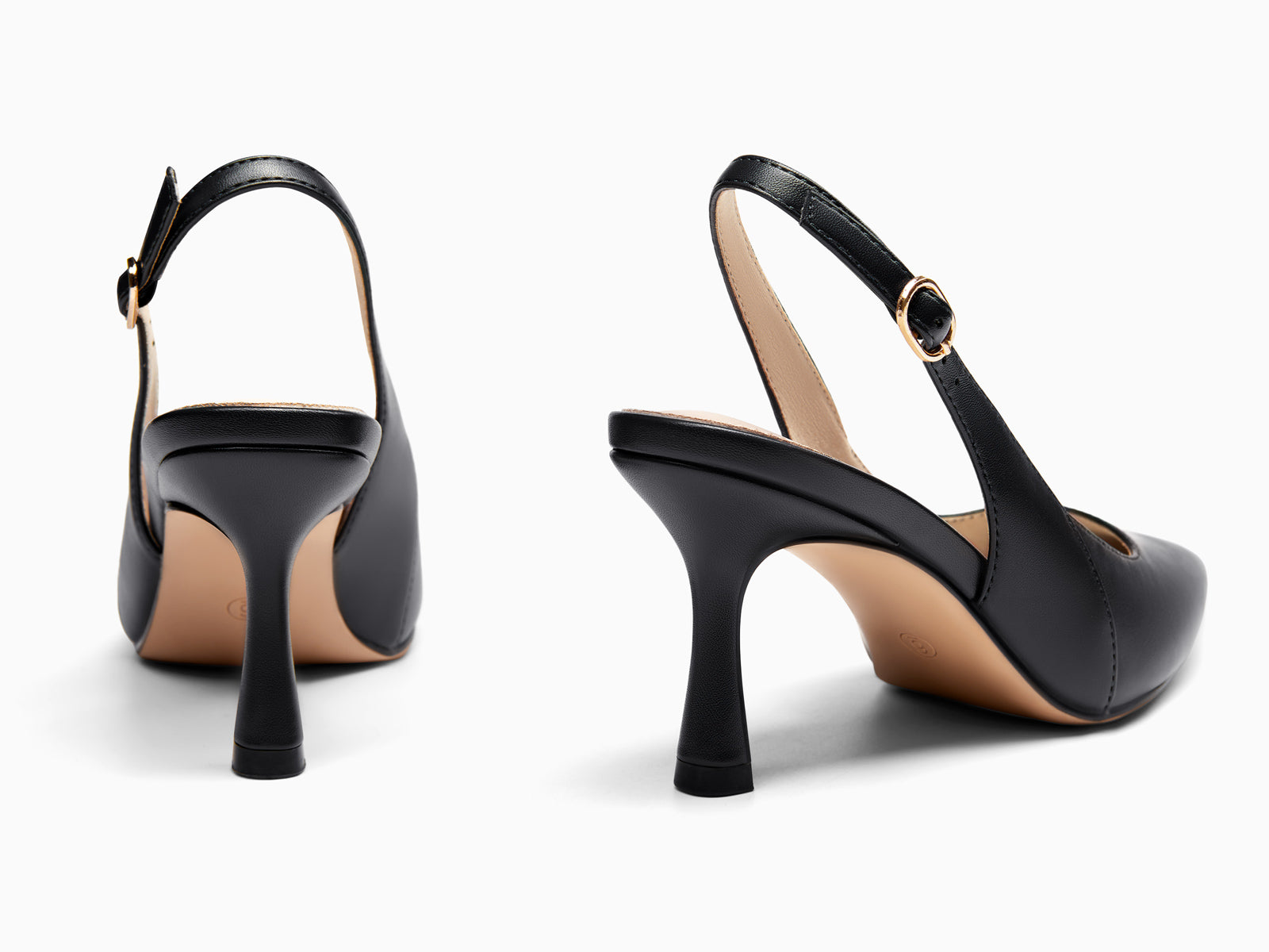 Coutgo Women's Black Slingback Kitten Heels