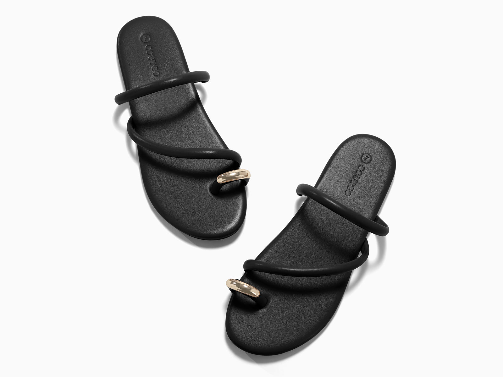Coutgo Womens Black Strappy Flat Sandals