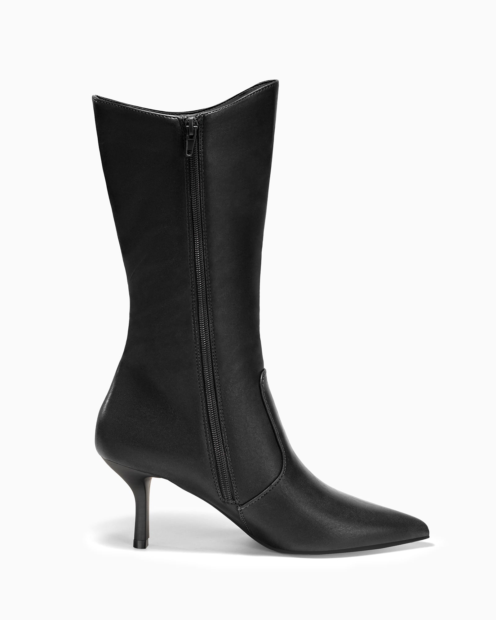 Coutgo Womens Black Mid Calf Boots
