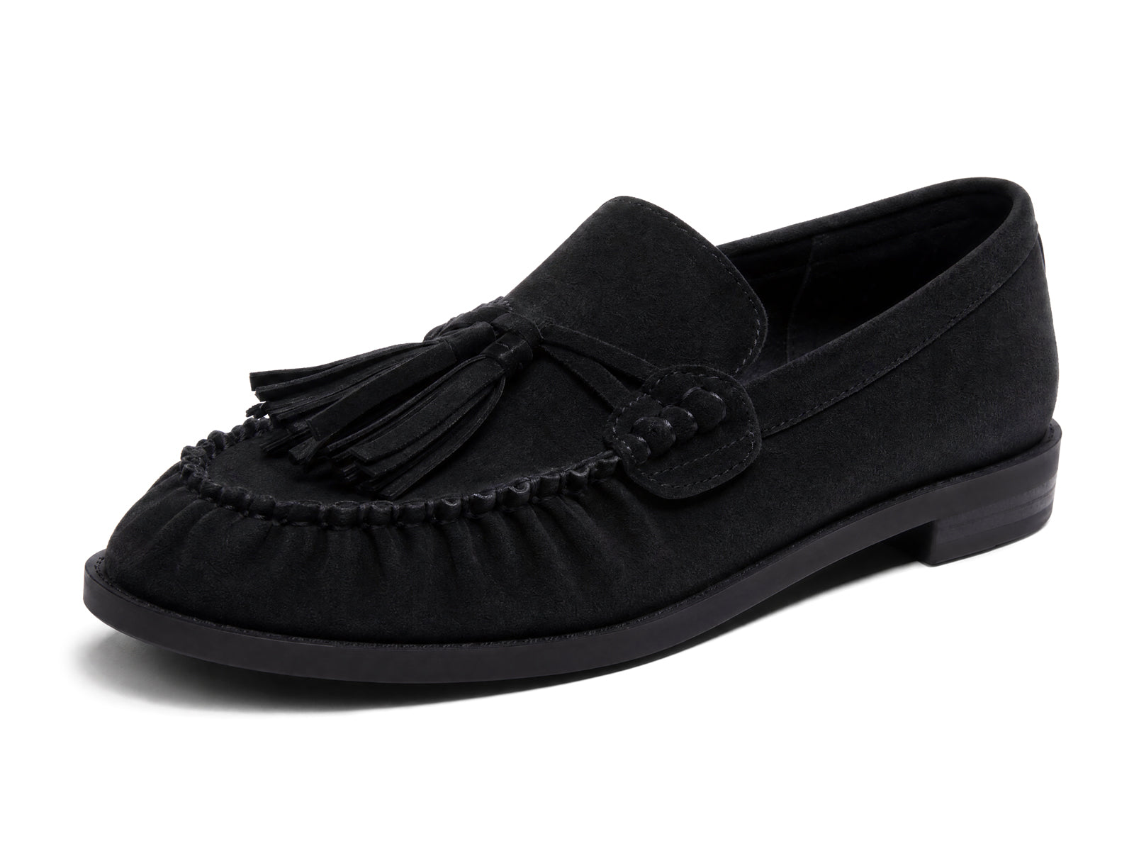 Coutgo Womens Suede Black Loafers Comfortable Slip On Shoes