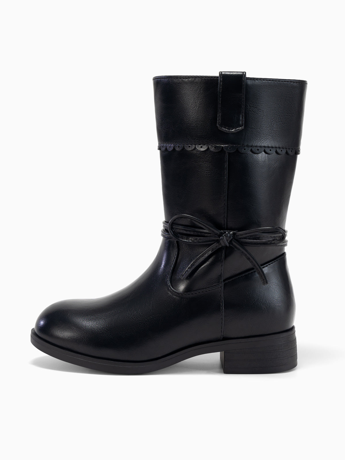 Coutgo Girl Black Bow Mid Calf Boots
