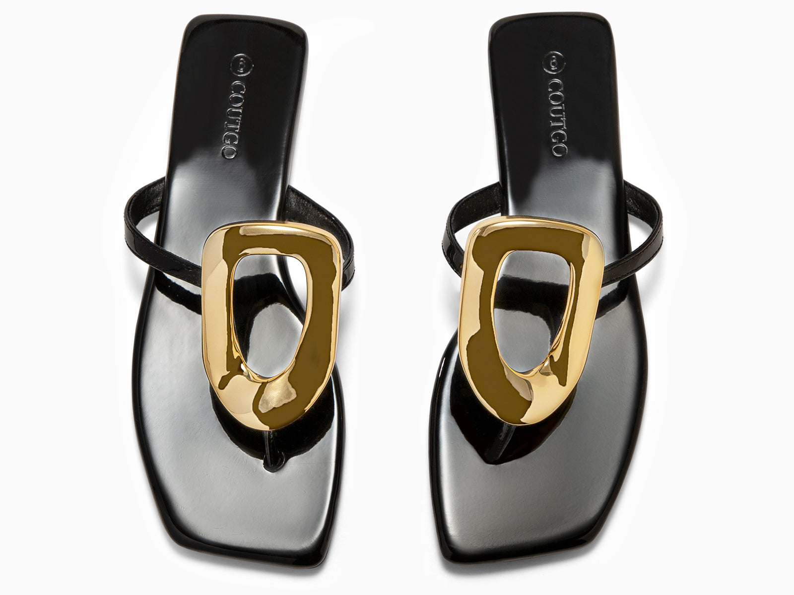 Coutgo Womens Black Flat Sandals Flip Flops