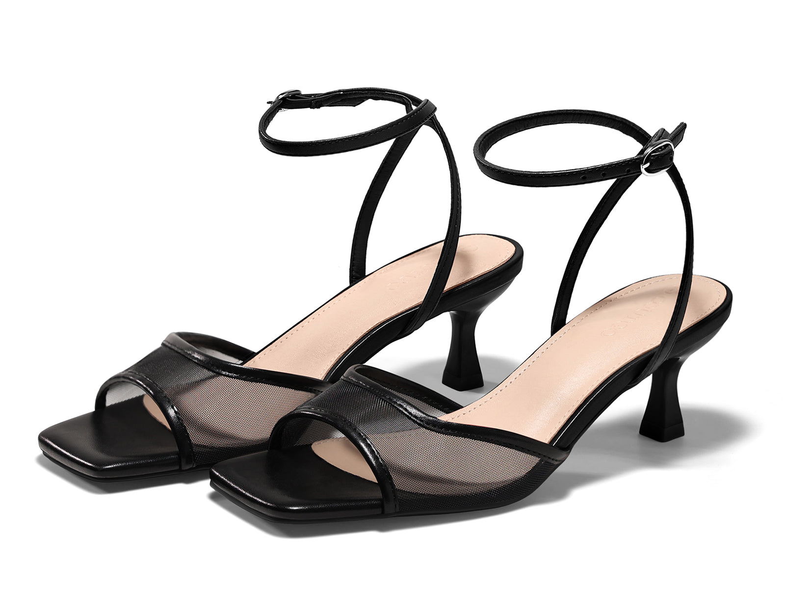 Coutgo Womens Black Kitten Low Heels