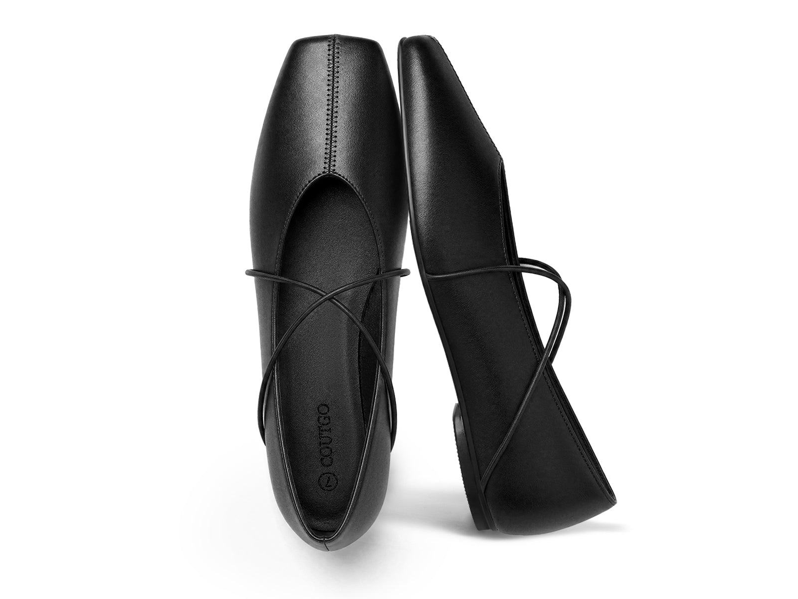 Coutgo Womens Black Ballet Flats