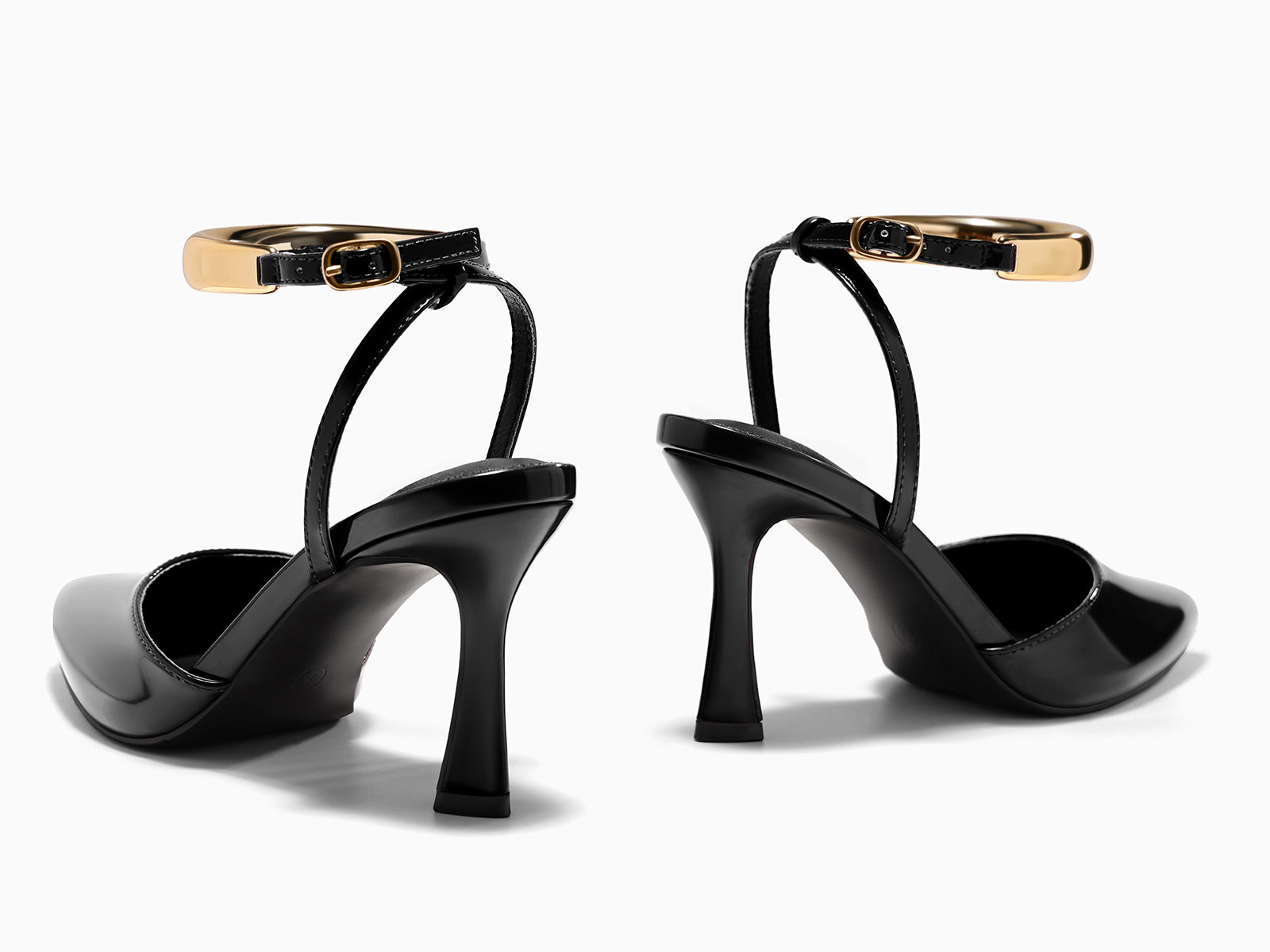 Coutgo Womens Black Strappy High Heels