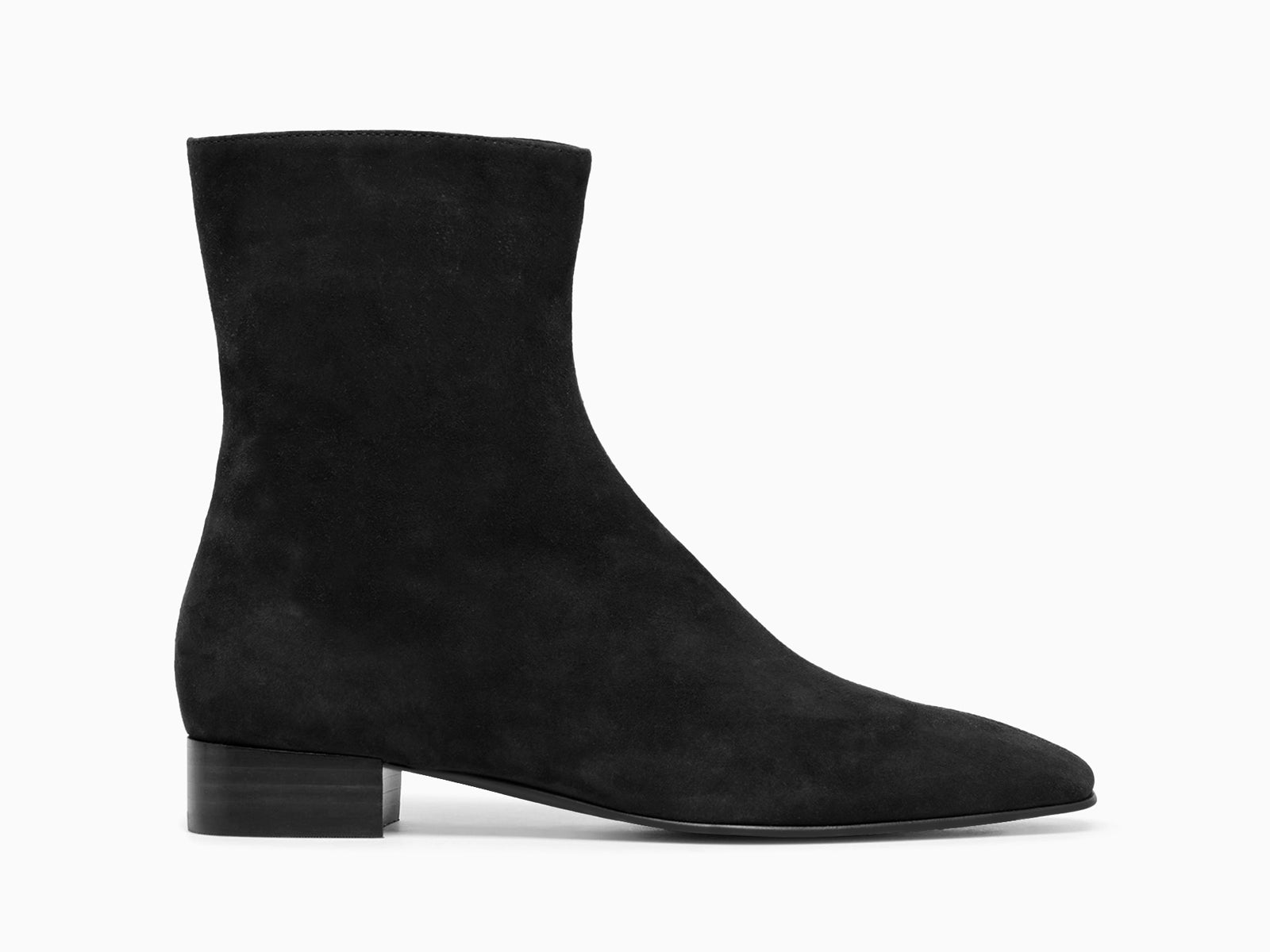 Coutgo Suede Black Chunky Heel Ankle Boots