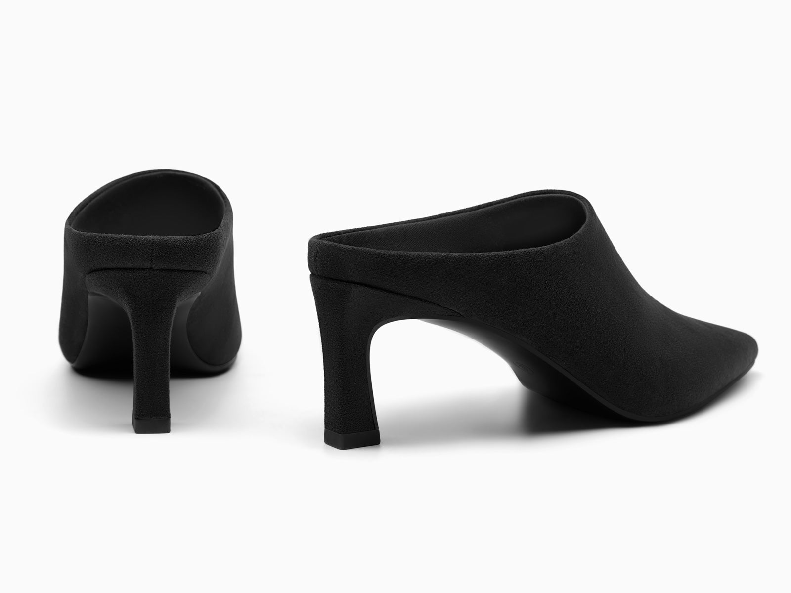 Coutgo Womens Suede Black Kitten Heels Mules