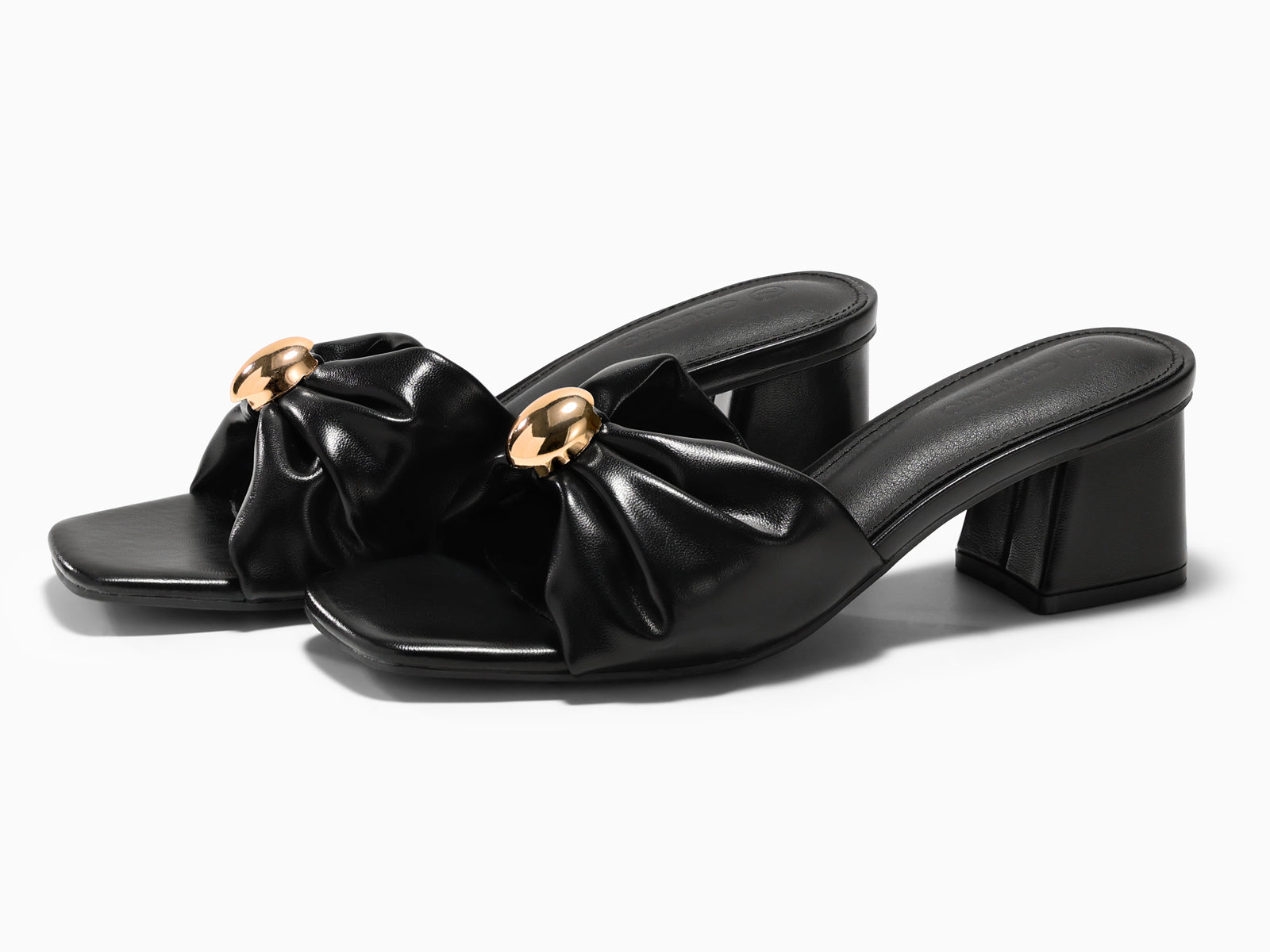 Coutgo Womens Black Low Heels Sandals
