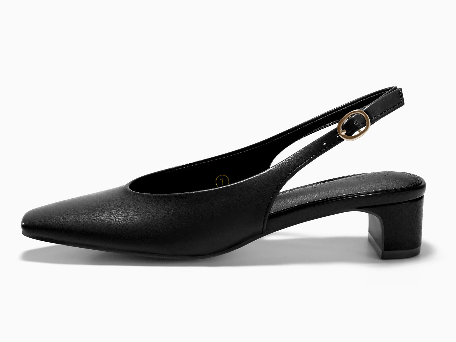 Coutgo Womens Black Chunky Low Heels