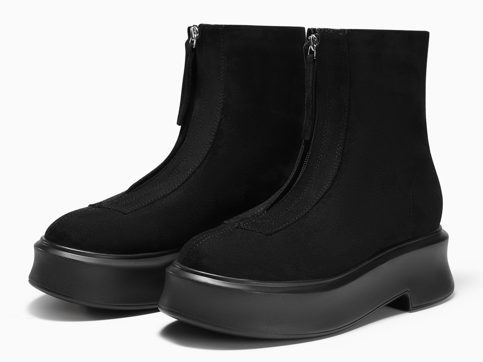 Coutgo Womens Black Platform Ankle Boots