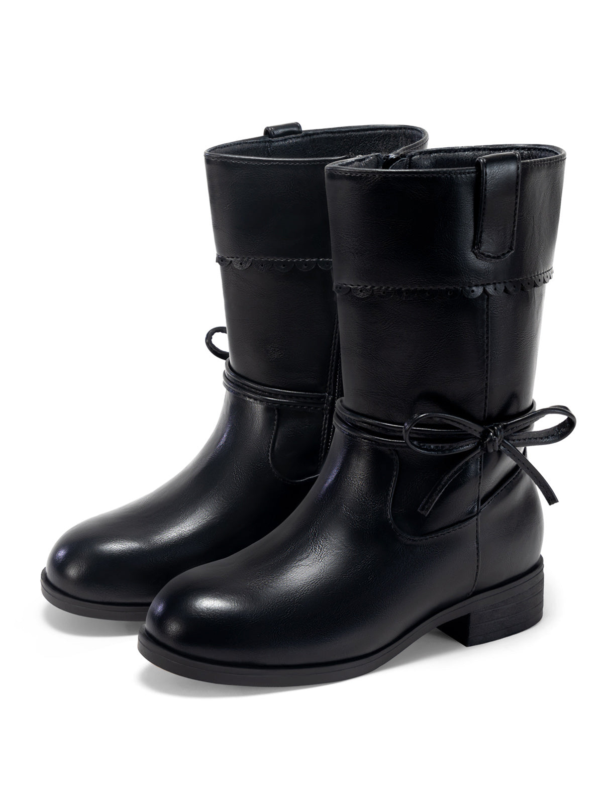 Coutgo Girl Black Bow Mid Calf Boots