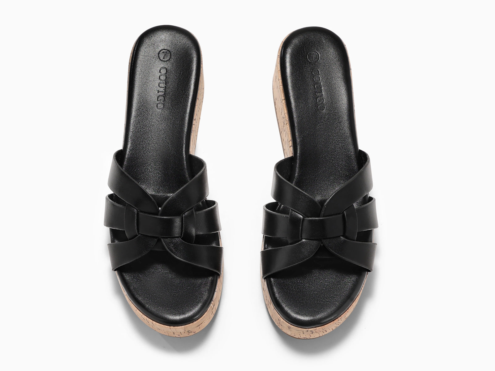 Coutgo Women's Black Platform Wedge Sandals