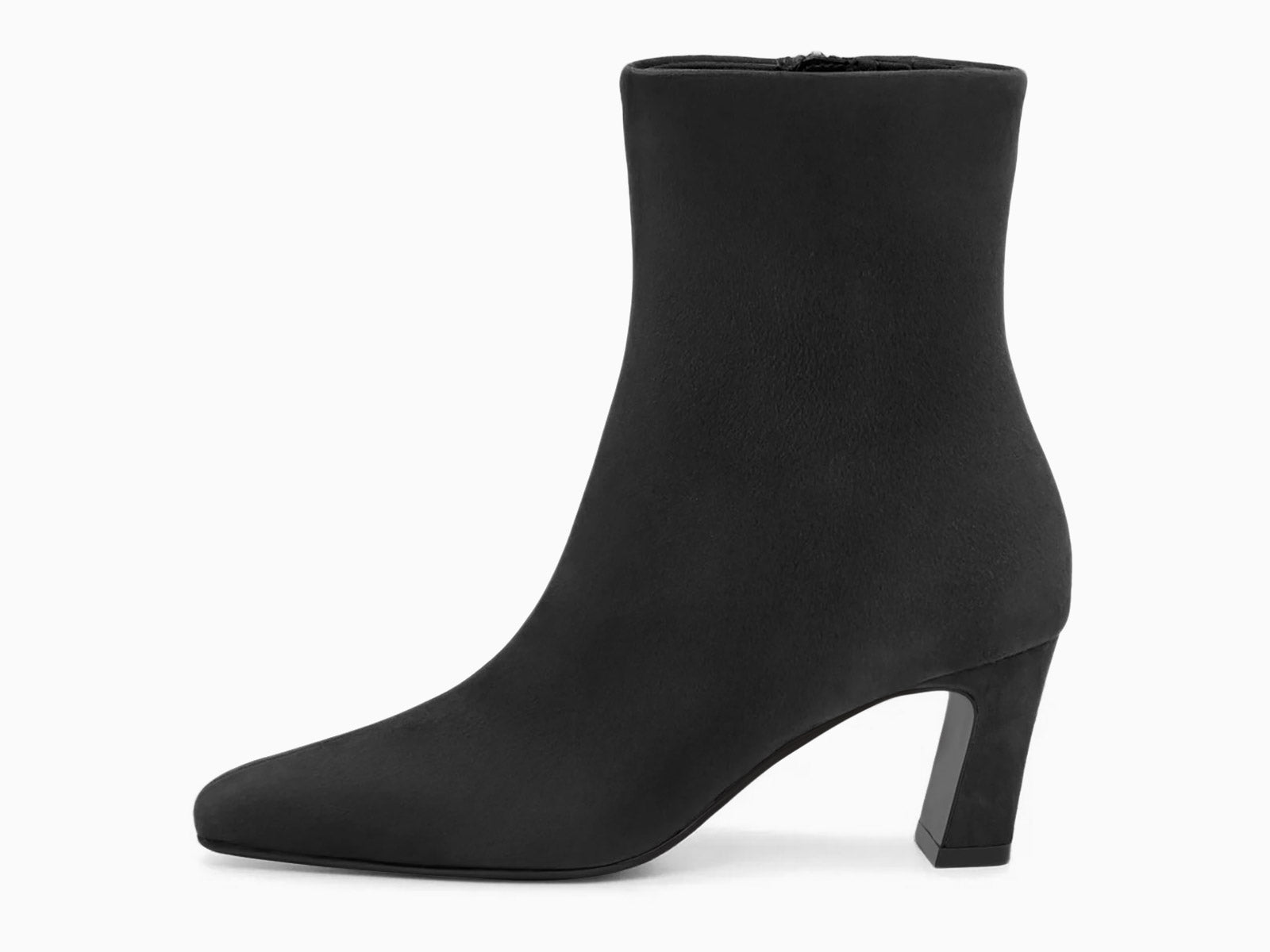 Coutgo Suede Black Square Toe Ankle Boots