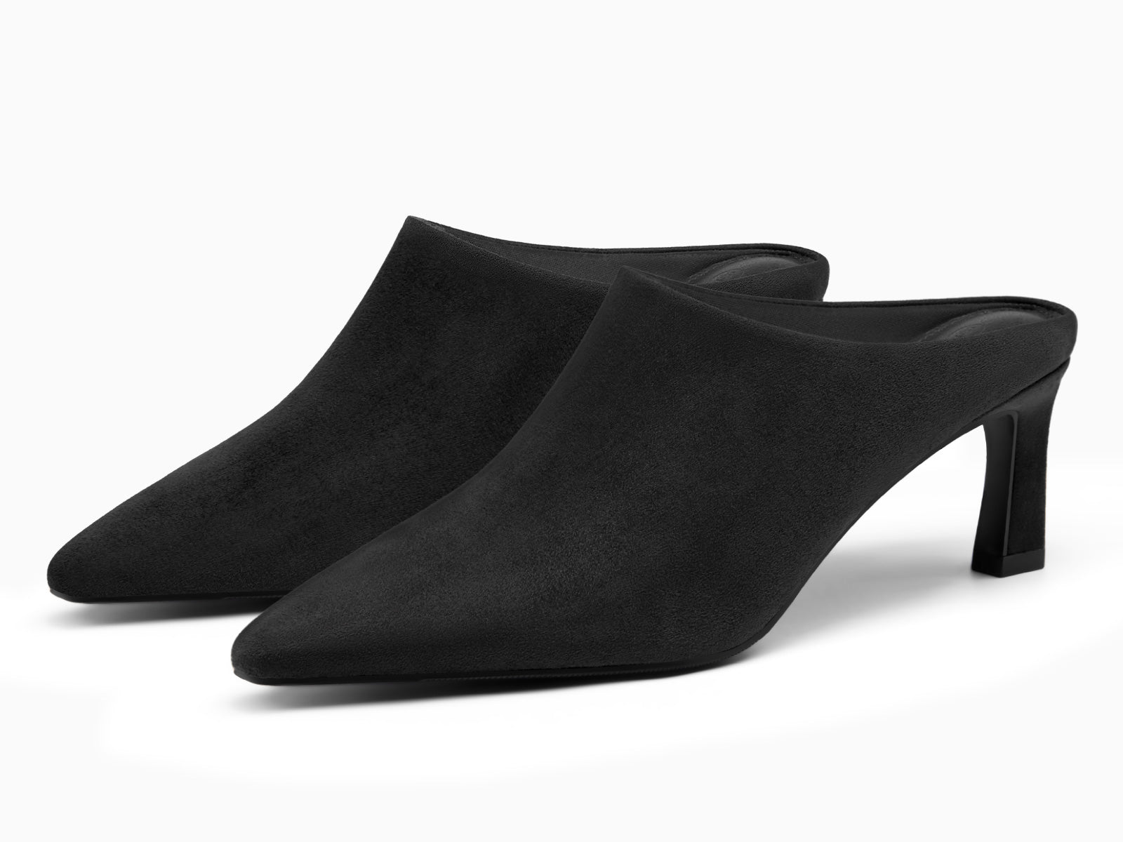 Coutgo Womens Suede Black Kitten Heels Mules