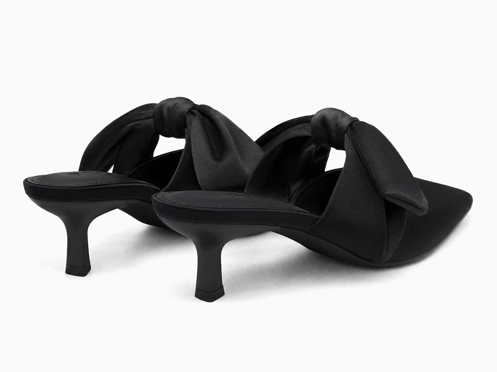 Coutgo Women's Black Kitten Bow Strap Heels