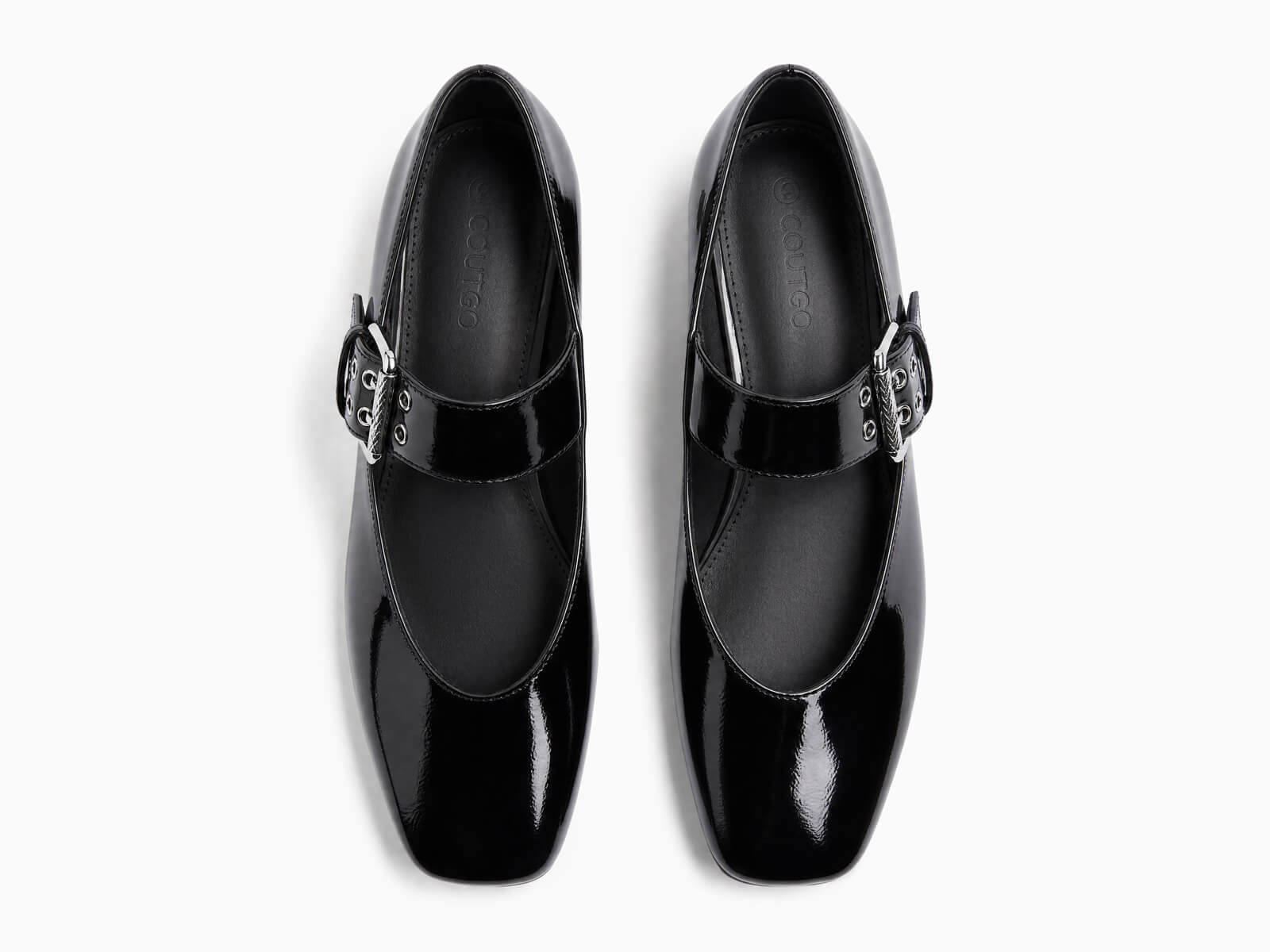 Coutgo Womens Black Mary Jane Flats