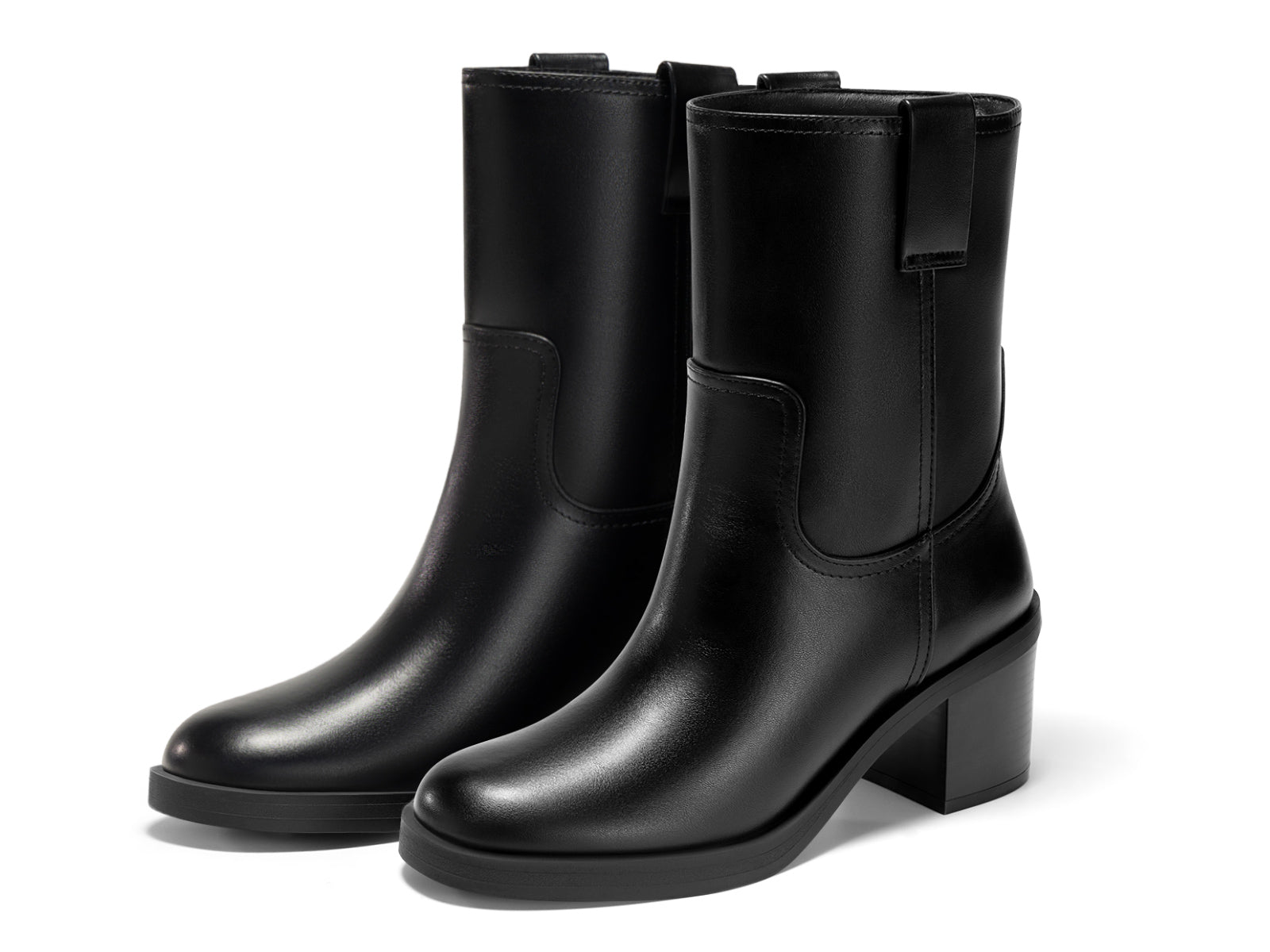 Coutgo Womens Black Platform Mid Calf Boots