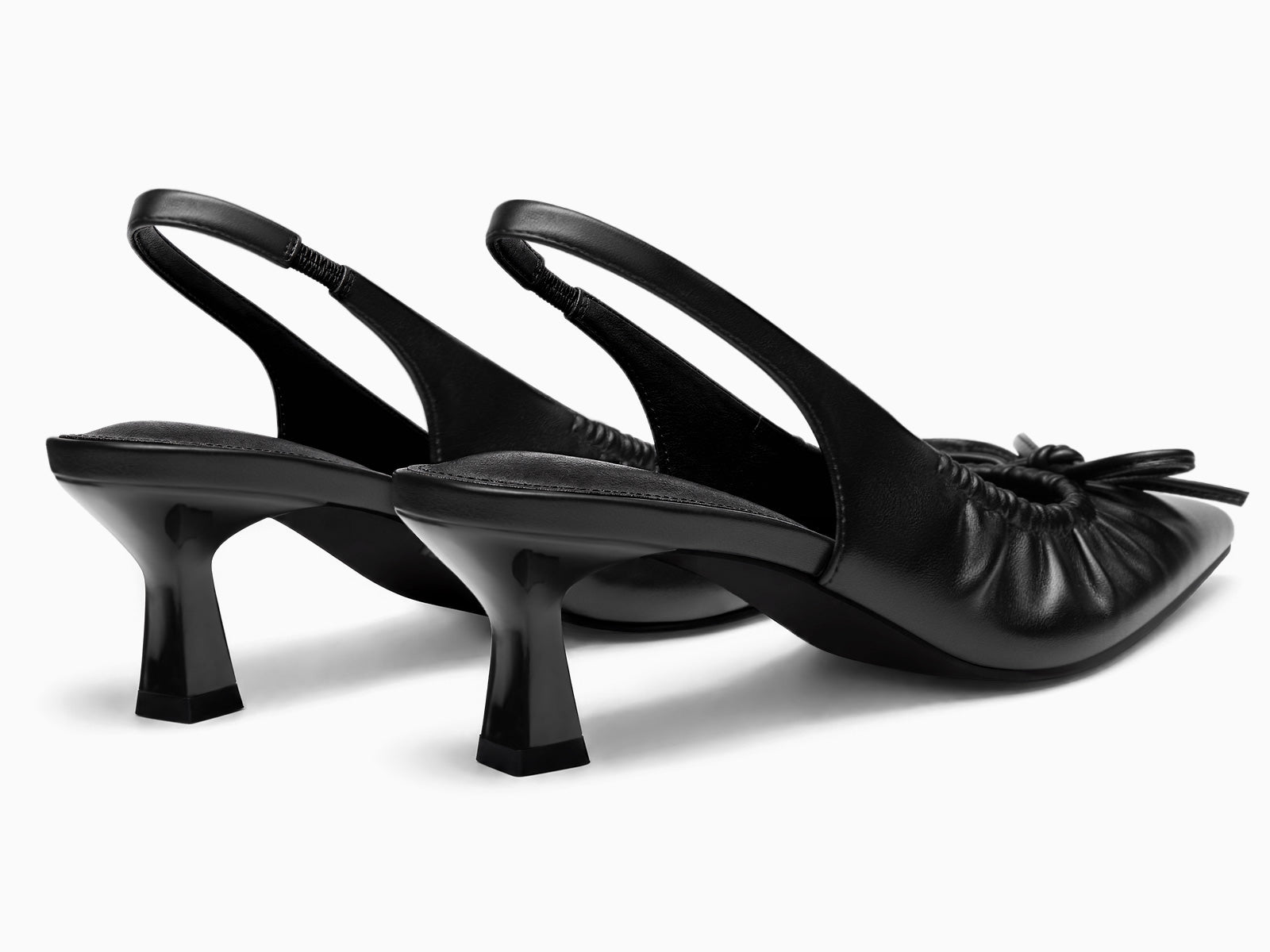 Coutgo Womens Black Slingback Kitten Heels