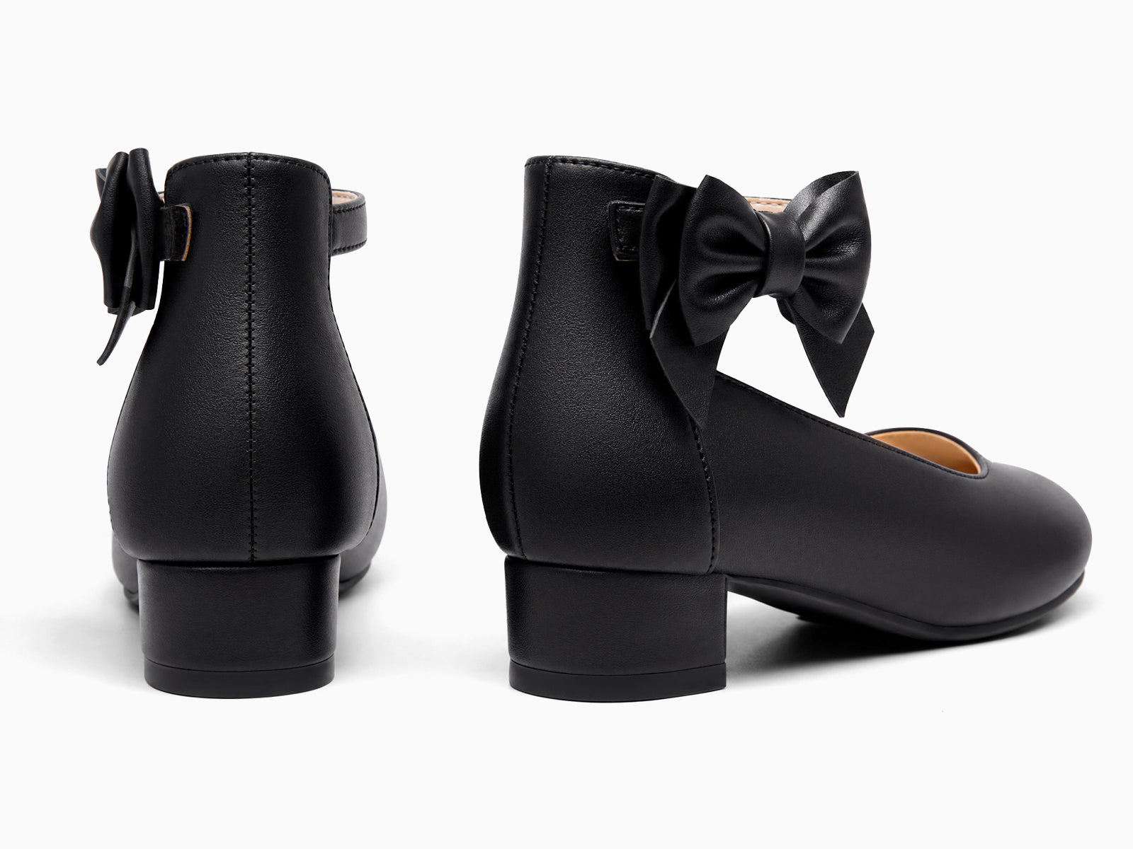 Coutgo Girls Black Dress Bow Chunky Heels