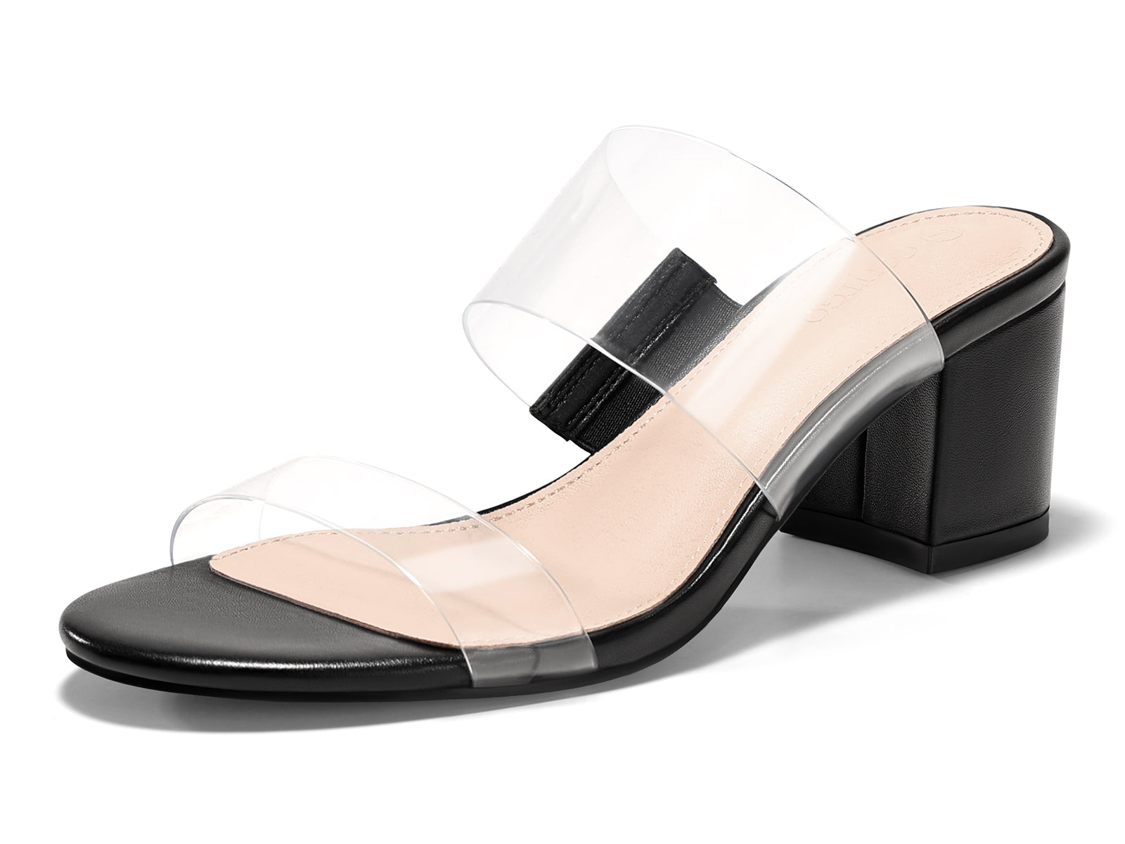 Coutgo Women's Black Clear Heeled Sandals