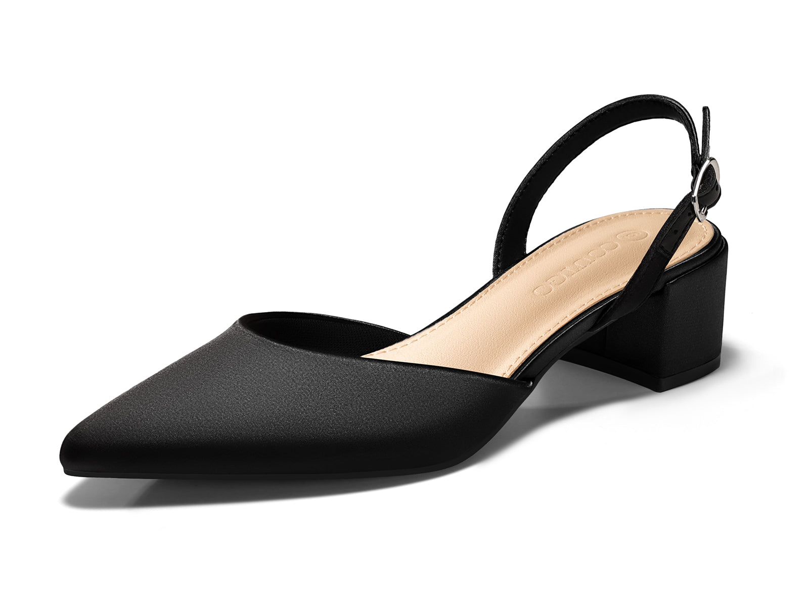 Coutgo Womens Black Low Chunky Heels